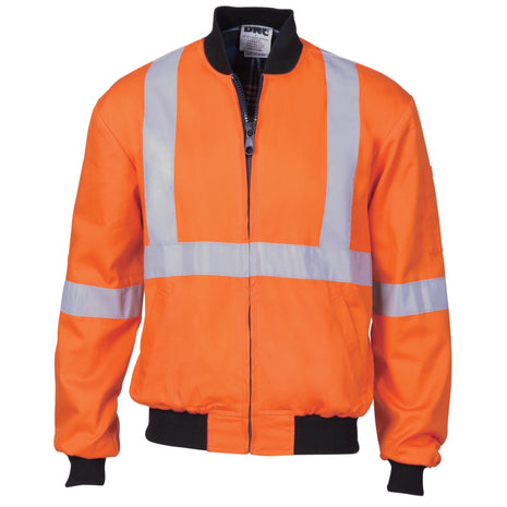 Hi-Vis Cotton Bomber Jacket with X Back & Additional CSR Reflective Tape Below Tail (DN-3759)