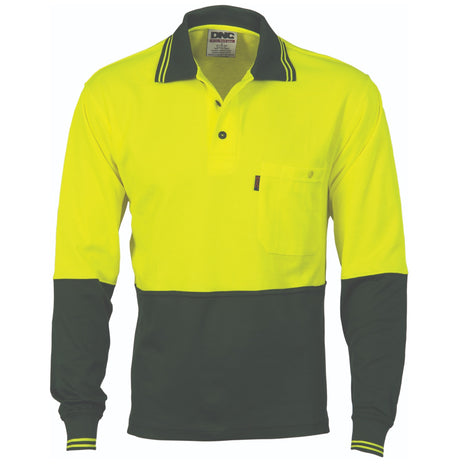 Cotton Back Hi-Vis Two Tone Fluro Polo - Long Sleeve (DN-3816)