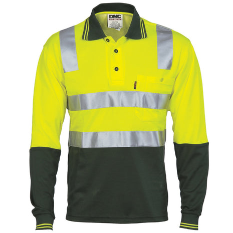 Cotton Back Hi-Vis Two Tone Polo Shirt with CSR Reflective Tape - Long Sleeve (DN-3818)
