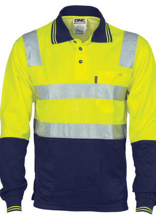 Cotton Back Hi-Vis Two Tone Polo Shirt with CSR Reflective Tape - Long Sleeve (DN-3818)