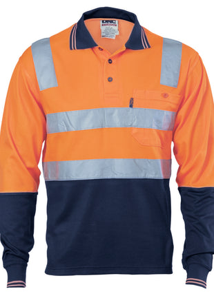 Cotton Back Hi-Vis Two Tone Polo Shirt with CSR Reflective Tape - Long Sleeve (DN-3818)