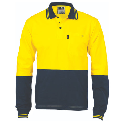 Hi-Vis Cool-Breeze Cotton Jersey Polo Shirt with Under Arm Cotton Mesh - Long Sleeve (DN-3846)