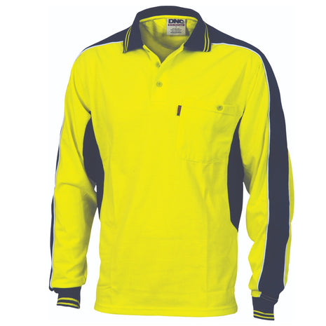 Poly/Cotton Contrast Panel Polo - Long Sleeve (DN-3896)