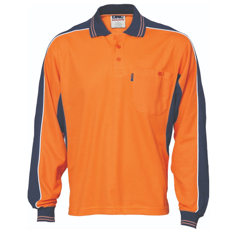 Poly/Cotton Contrast Panel Polo - Long Sleeve (DN-3896)