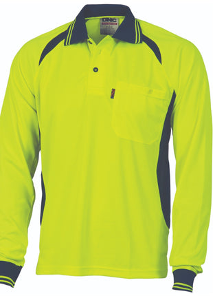 Cool-Breeze Contrast Mesh Polo - Long Sleeve (DN-3902)
