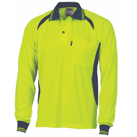 Cool-Breeze Contrast Mesh Polo - Long Sleeve (DN-3902)
