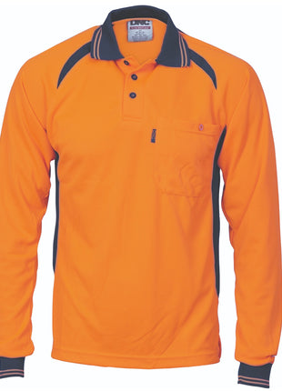 Cool-Breeze Contrast Mesh Polo - Long Sleeve (DN-3902)