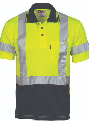 Hi-Vis Day/Night Cool-Breathe Polo Shirt X Back CSR Reflective Tape - Short Sleeve (DN-3912)