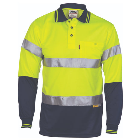 Hi-Vis Day/Night Cool-Breathe Polo Shirt with 3M 8906 Reflective Tape - Long Sleeve (DN-3913)