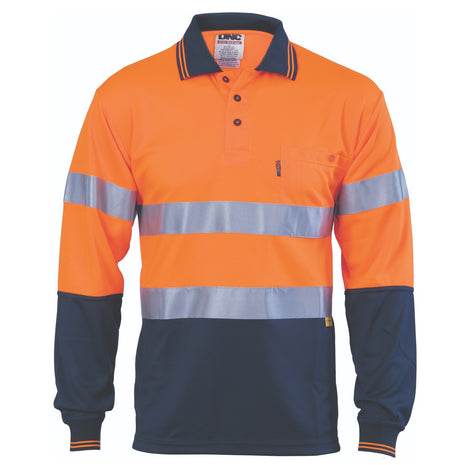 Hi-Vis Day/Night Cool-Breathe Polo Shirt with 3M 8906 Reflective Tape - Long Sleeve (DN-3913)