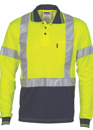 Hi-Vis Day/Night Cool-Breathe Polo Shirt X Back CSR Reflective Tape - Long Sleeve (DN-3914)