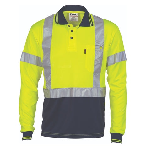 Hi-Vis Day/Night Cool-Breathe Polo Shirt X Back CSR Reflective Tape - Long Sleeve (DN-3914)
