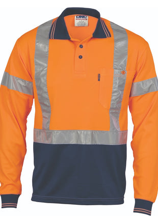 Hi-Vis Day/Night Cool-Breathe Polo Shirt X Back CSR Reflective Tape - Long Sleeve (DN-3914)