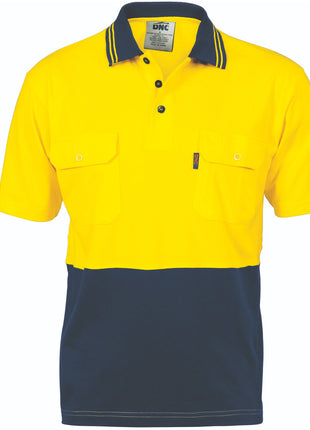 Hi-Vis Cool-Breeze Two Tone Cotton Jersey Polo Shirt with Twin Chest Pocket - Short Sleeve (DN-3943)