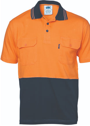 Hi-Vis Cool-Breeze Two Tone Cotton Jersey Polo Shirt with Twin Chest Pocket - Short Sleeve (DN-3943)