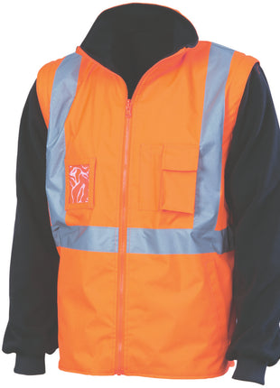 Hi-Vis 4 in 1 Zip Off Sleeve Reversible Vest X Back with Additional CSR Reflective Tape on Tail (DN-3990)