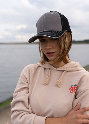 Brushed Heavy Cotton Two Tone Cap with Contrasting Stitching and Open Lip Sandwich (HW-4053)