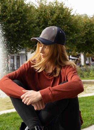 Brushed Heavy Cotton Two Tone Cap with Contrasting Stitching and Open Lip Sandwich (HW-4053)
