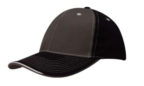 Brushed Heavy Cotton Two Tone Cap with Contrasting Stitching and Open Lip Sandwich (HW-4053)