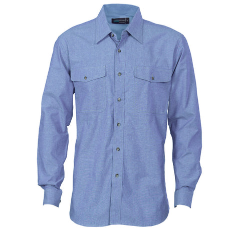 Mens Twin Flap Pocket Cotton Chambray - Long Sleeve (DN-4104)