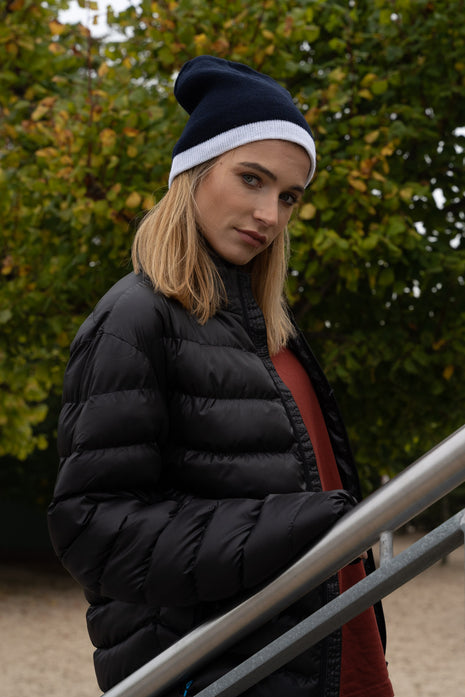 Roll Down Two Tone Acrylic Beanie - Toque (HW-4188)