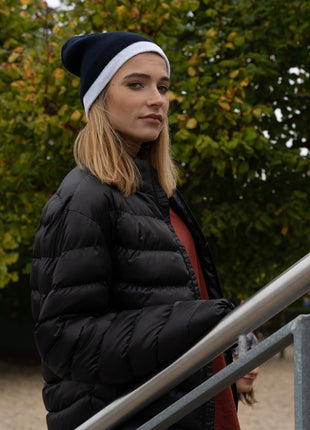 Roll Down Two Tone Acrylic Beanie - Toque (HW-4188)