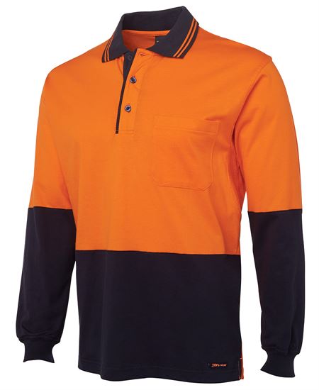 Hi Vis Long Sleeve Cotton Polo (JB-6CPHL)