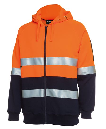 Hi Vis (D+N) Full Zip Fleecy Hoodie (JB-6DNH)