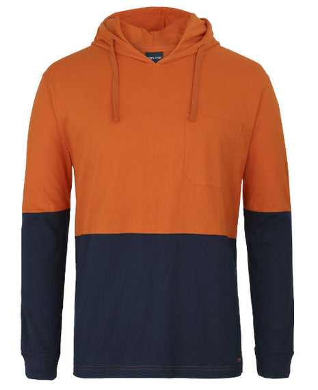 Hi Vis Long Sleeve Cotton Tee With Hood (JB-6HCTL)