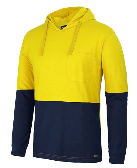 Hi Vis Long Sleeve Cotton Tee With Hood (JB-6HCTL)