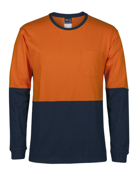 Hi Vis Long Sleeve Crew Neck Cotton T-Shirt (JB-6HVTN)