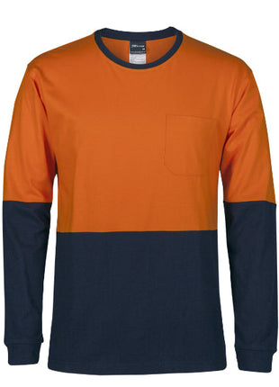 Hi Vis Long Sleeve Crew Neck Cotton T-Shirt (JB-6HVTN)