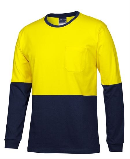 Hi Vis Long Sleeve Crew Neck Cotton T-Shirt (JB-6HVTN)