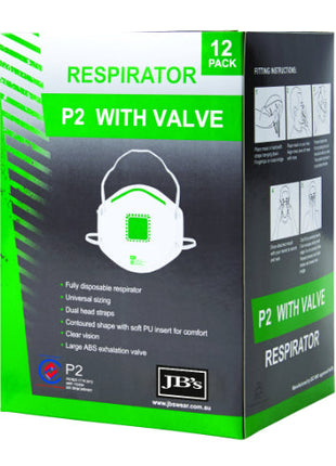 P2 Respirator With Valve (12Pc) (JB-8C150)
