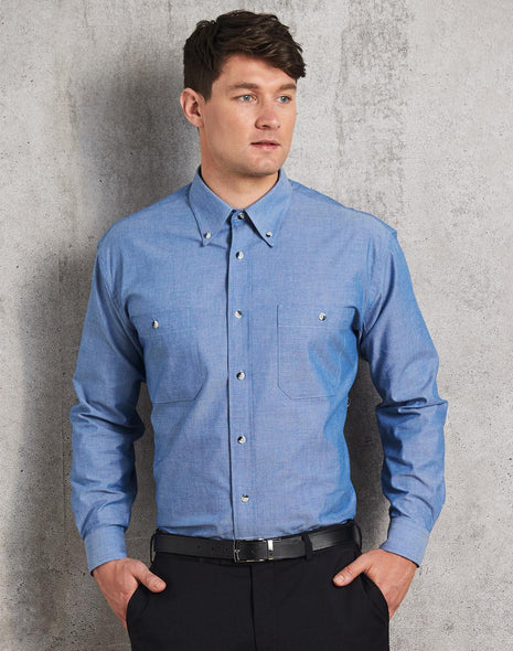 Mens Chambray Shirt Long Sleeve (WS-BS03L)