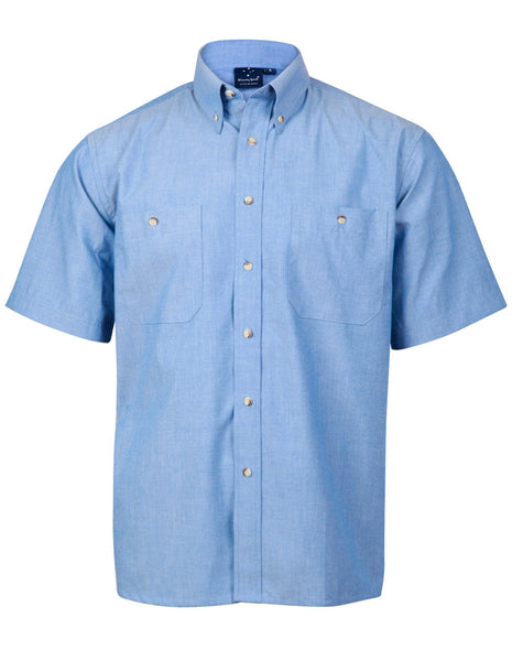 Mens Chambray Shirt Short Sleeve (WS-BS03S)