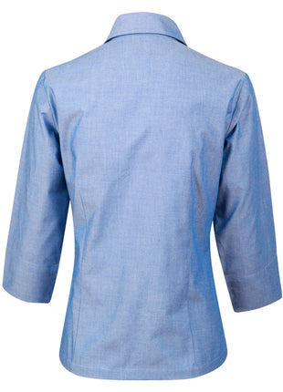 Womens Wrinkle Free Chambray Shirt 3/4 Sleeve (WS-BS04)