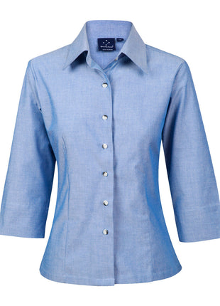 Womens Wrinkle Free Chambray Shirt 3/4 Sleeve (WS-BS04)