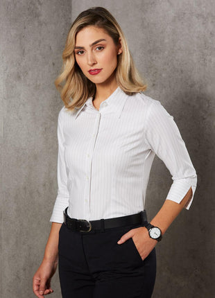 Womens 3/4 Sleeve Stretch Stripe Shirt (WS-BS18)