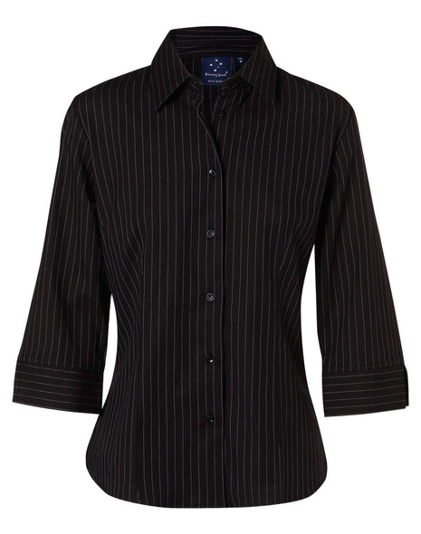 Womens 3/4 Sleeve Stretch Stripe Shirt (WS-BS18)