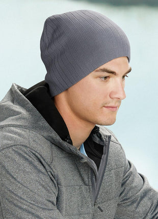 Acrylic Knit Beanie With Cable Row Feature (WS-CH62)