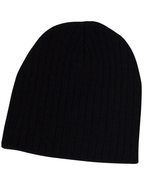 Acrylic Knit Beanie With Cable Row Feature (WS-CH62)
