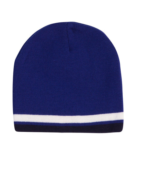 Knitted 100% Acrylic Contrast Stripes Beanie (WS-CH63)