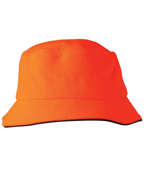 Pique Mesh With Sandwich Trim Bucket Hat (WS-CH71)