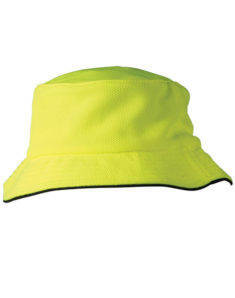 Pique Mesh With Sandwich Trim Bucket Hat (WS-CH71)