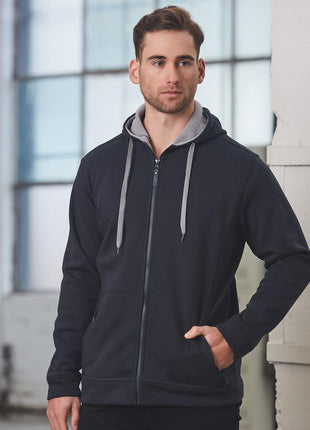 Mens Full Zip Contrast Fleece Hoodie (WS-FL17)