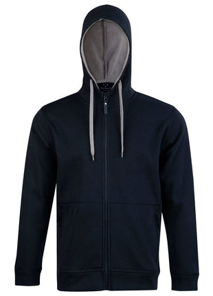 Mens Full Zip Contrast Fleece Hoodie (WS-FL17)
