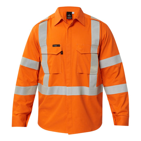 Mens Hi Vis HRC 2 Inherent Shirt with Gusset Sleeves and Reflective Tape X Pattern (NC-FSV028A)