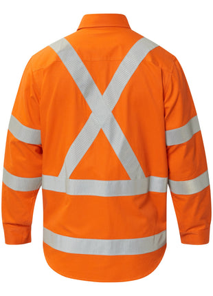 Mens Hi Vis HRC 2 Inherent Shirt with Gusset Sleeves and Reflective Tape X Pattern (NC-FSV028A)