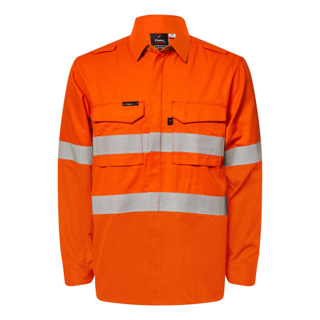 Mens Hi Vis HRC 2 Inherent Shirt with Gusset Sleeves and Reflective Tape X Pattern (NC-FSV035)